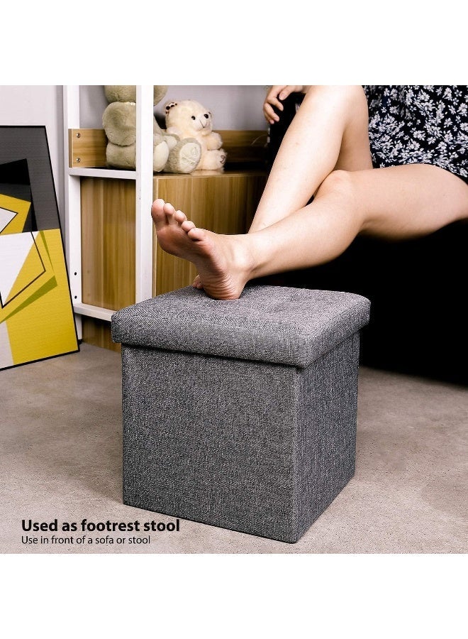 LAZER Folding Organizer Storage Stool, Grey, Pack of 6 - Image 5